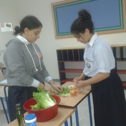 IELP Students Making Salad Grade 7 Girls 